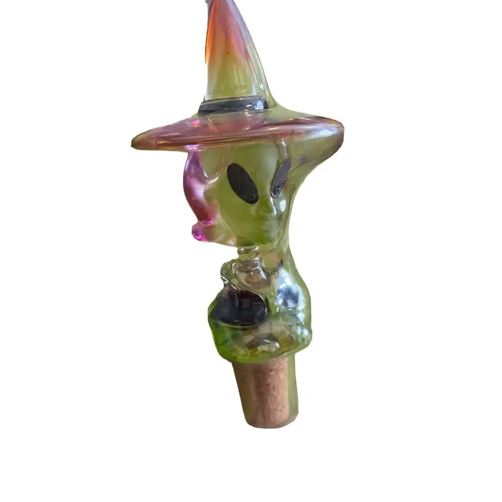 Vtg Witch Alien Hat Cork Wine Bottle Stopper Halloween Midwest Monster Lounge